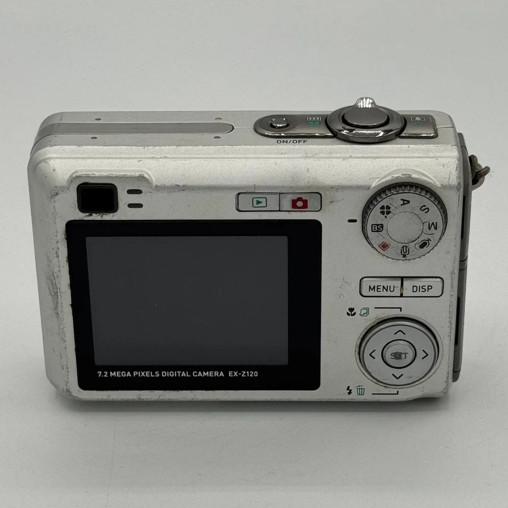 Casio Exilim EX-Z120 7.2MP Digital Camera Silver 3x Zoom SD Card Tested Working